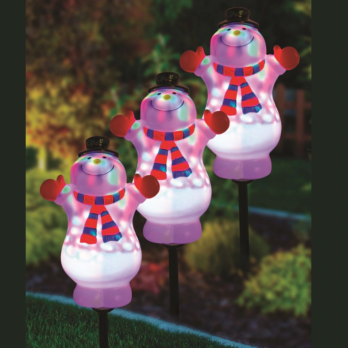 3pc LED Disco Snowman Outdoor Path Garden Christmas Xmas Lights Decoration